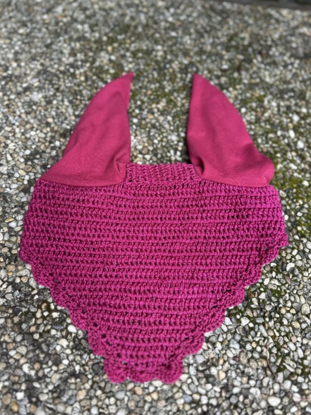 Háčkovaná čabraka, lem s obloučky - Velikost kůň: Xfull, Barva čabraky: Tmavě modrá