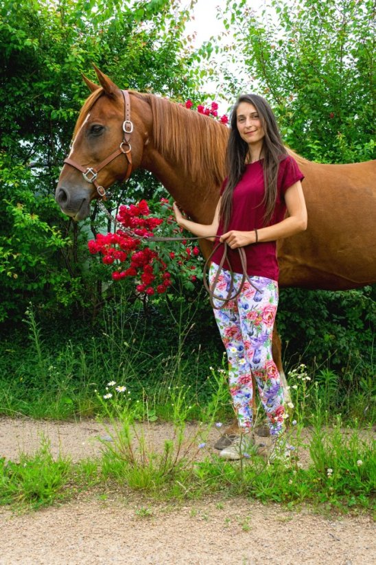 Legíny dámské - Velikost: L, Vzor: Jednorožci s květinami