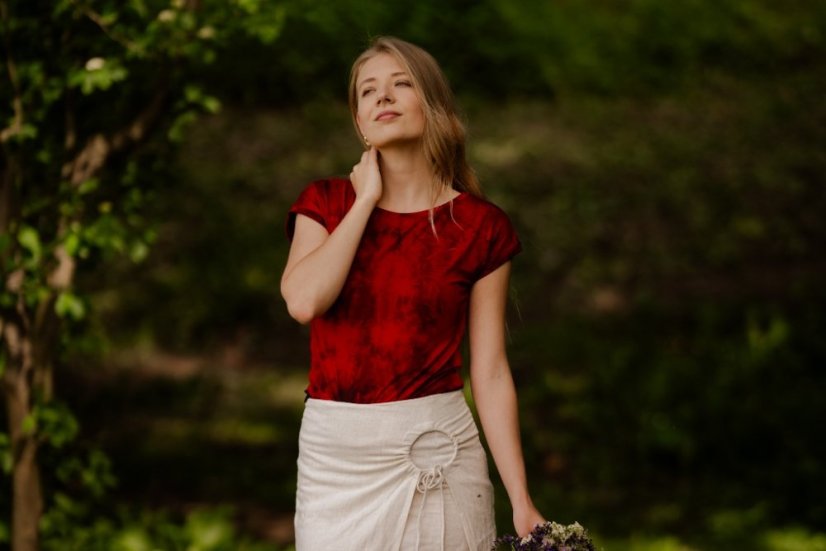 Tričko dámské - bambus BATIK - Velikost: S, Barva BATIKA: černo - červená