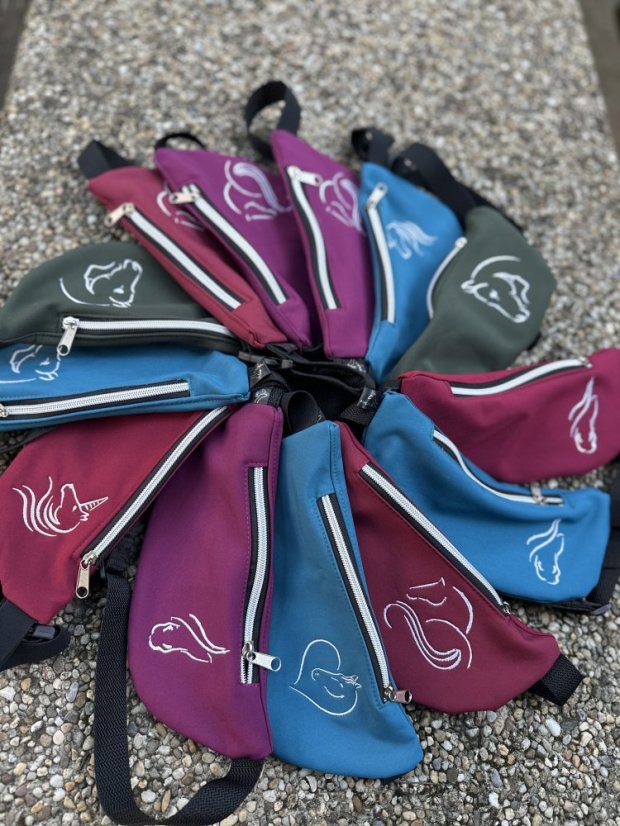 Ledvinka - kapsa na mobil - Barva softshell: fialová - purple (č. 779), Popruh ledvinka: PRUŽNÝ (GUMA)