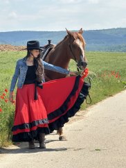 sukně Lada, - western - červená, černý kanýr
