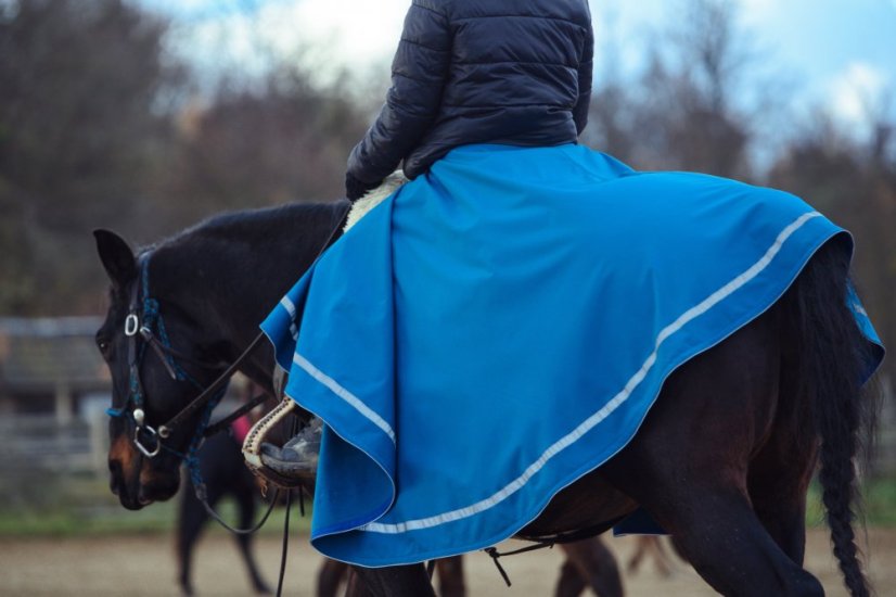 Jezdecká sukně Softshell dlouhá petrolej s reflexními prvky XL