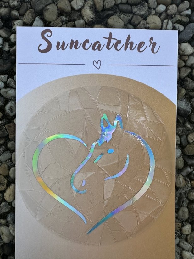 Lapač slunce - suncatcher - Barva obrázku: bílá, Obrázek: kůň v srdci