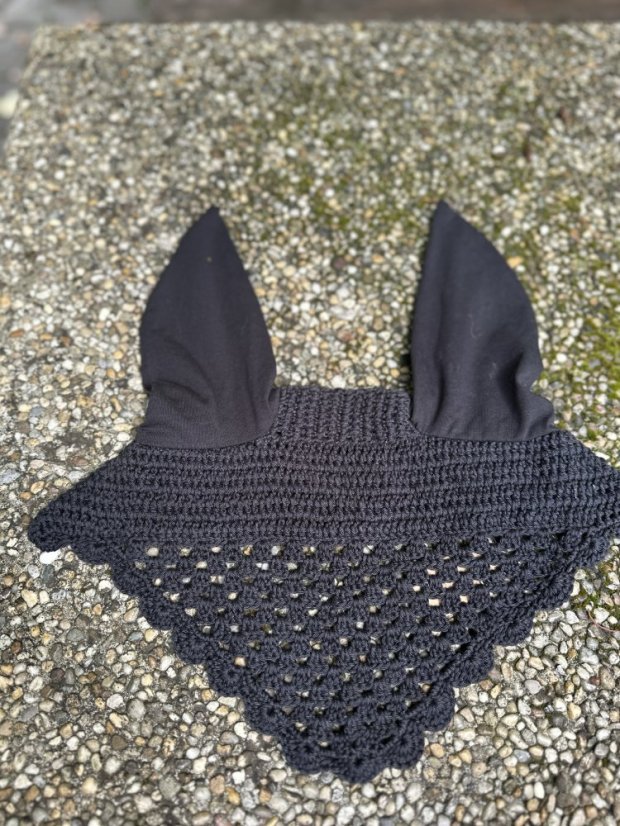 Háčkovaná čabraka, lem s obloučky - Velikost kůň: Xfull, Barva čabraky: Tmavě modrá