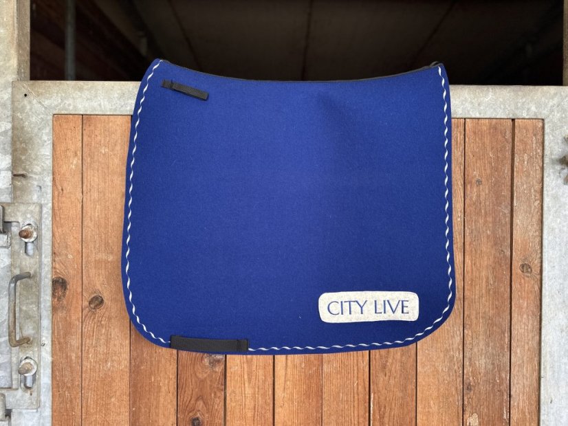 Podsedlová deka z vlněného filcu -  5 - Barva filc 5 mm: bílá, Typ: skoková, Zápinky horní: zápinky dlouhé (za podbřšník)