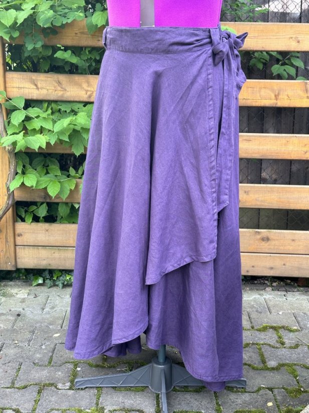 Jezdecká lněná sukně dlouhá  - vínová (fialová)