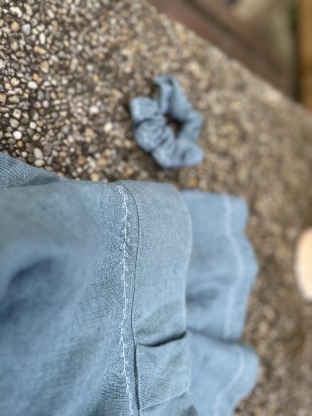 Jezdecká lněná sukně krátká NA OBJEDNÁVKU - Pas: Náplet