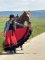 jezdecká westernová sukně, červená, černý kanýr