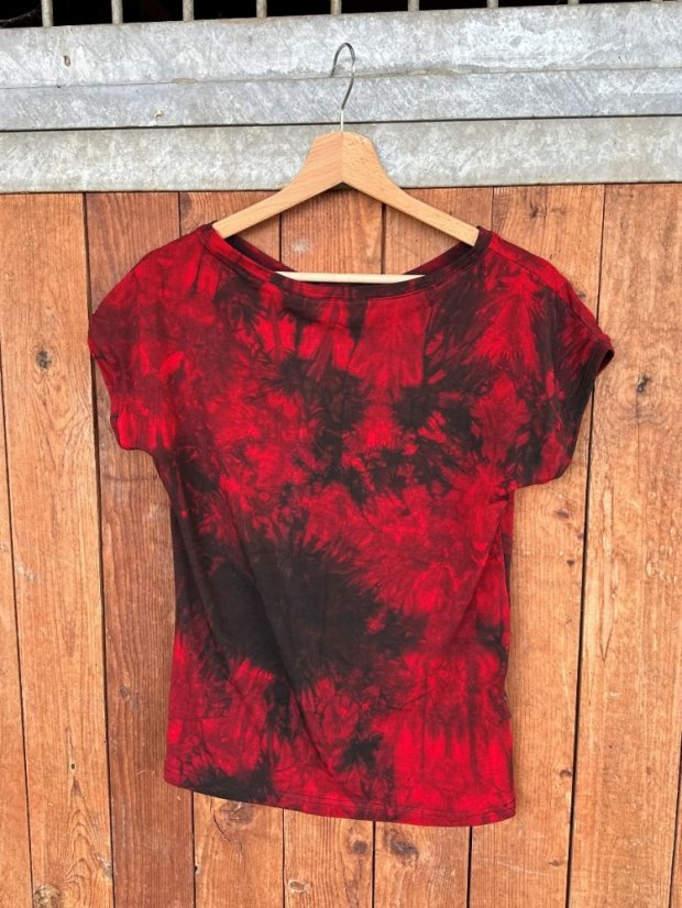 Tričko dámské - bambus BATIK - Velikost: S, Barva BATIKA: černo - červená