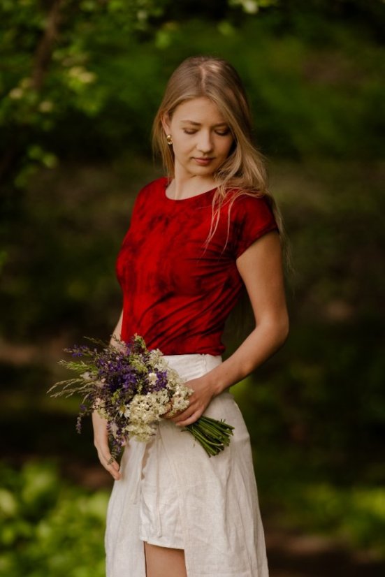 Tričko dámské - bambus BATIK - Velikost: S, Barva BATIKA: černo - červená