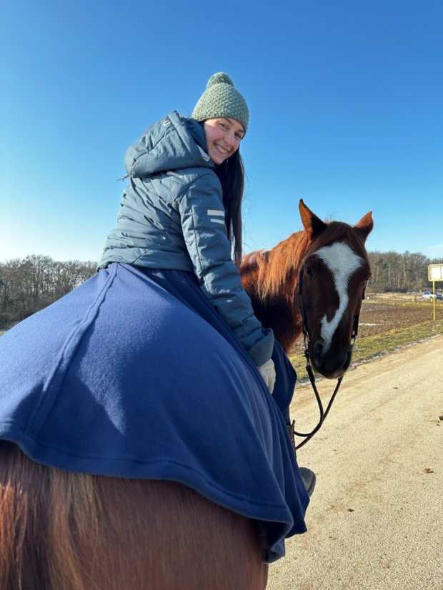 Jezdecká sukně Flees dlouhá - TMAVĚ MODRÁ, M, náplet