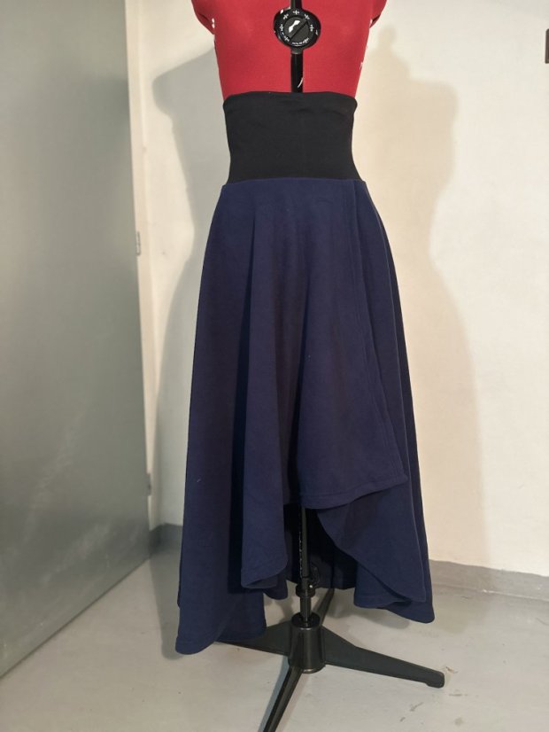 Jezdecká sukně Flees dlouhá - TMAVĚ MODRÁ, M, náplet